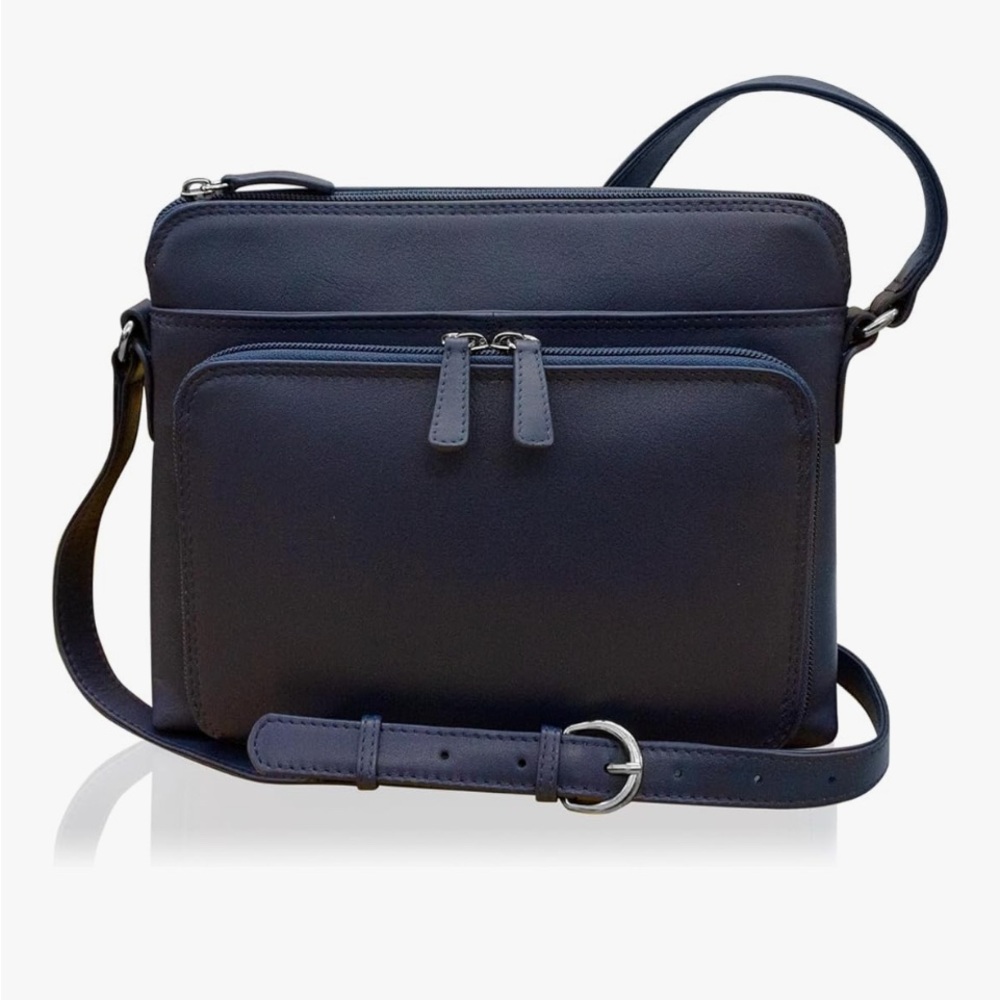 Elegant Navy Leather Shoulder Bag